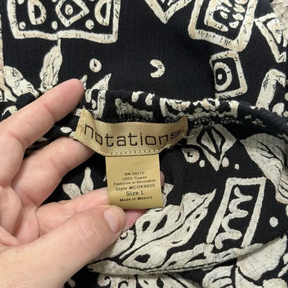 Vtg Notations Midi Skirt Large Festival Hippie Boho Cottage Tribal Artsy 90s Y2K